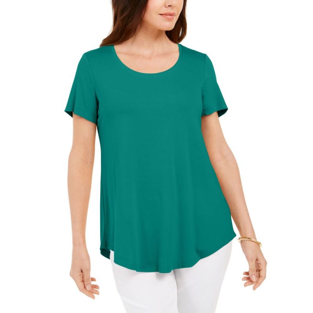 JM Collection Scoop Neck Shirttail Hem Top